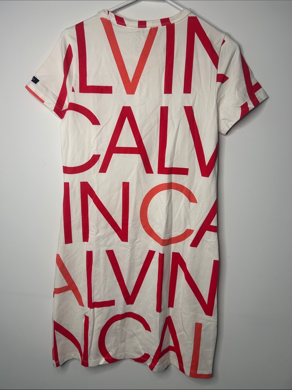 Calvin Klein White Tee Dress with Bold Red Logo - Picture 6 of 6